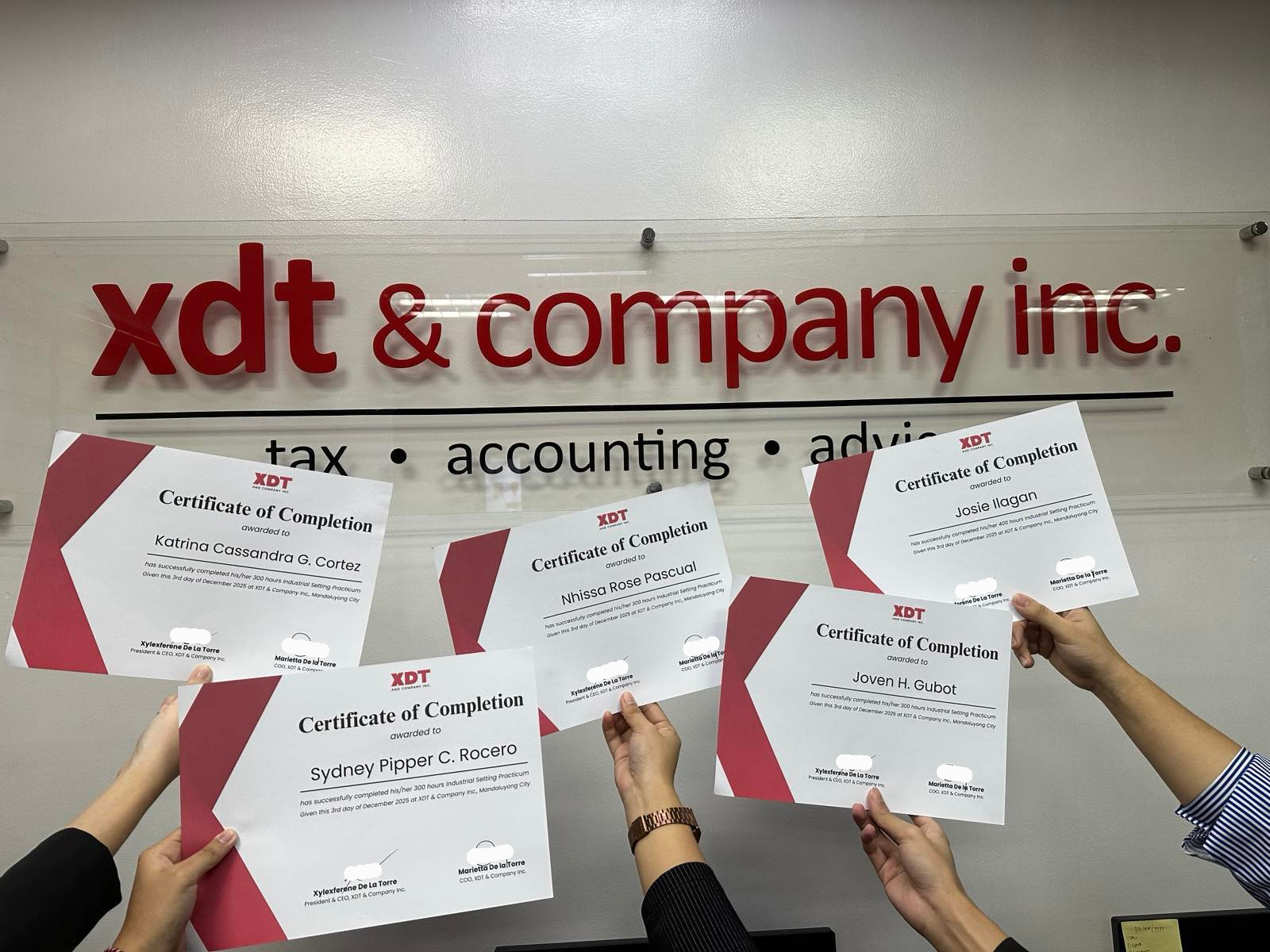 [XDT] OJT CERTIFICATES